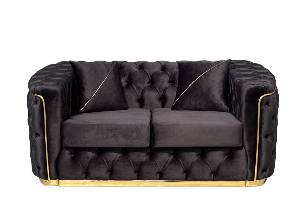 Khazi Upholstered Sofa 3 + 2 Plush Steel / Dark Grey - Image 2