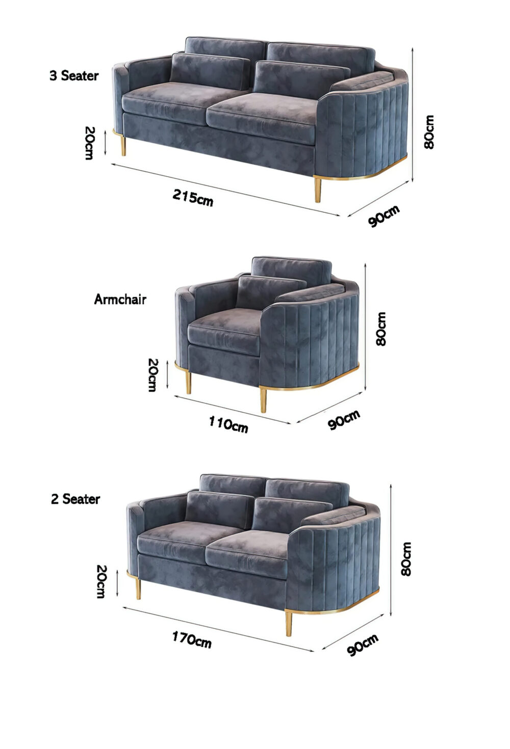 Brooklyn Upholstered Sofa 3 +2 Seater - Image 3