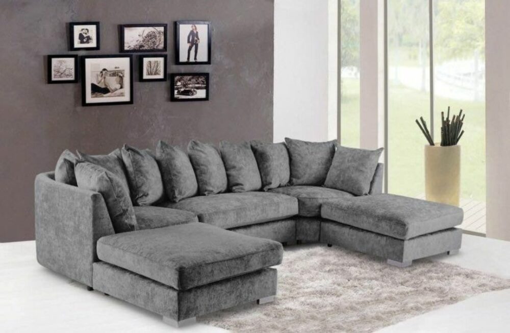 U Shape sofa with 2 Large Foot Stool
